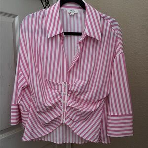 Umgee Pink and White Striped Blouse